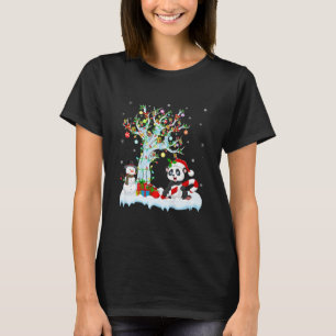 Camiseta Panda Amante de os animais Xmas Árvore Santa Hat P