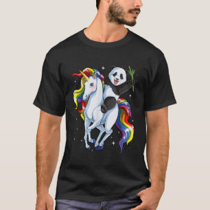 Camiseta Panda Andando Unicorn Pandicorn Rainbow