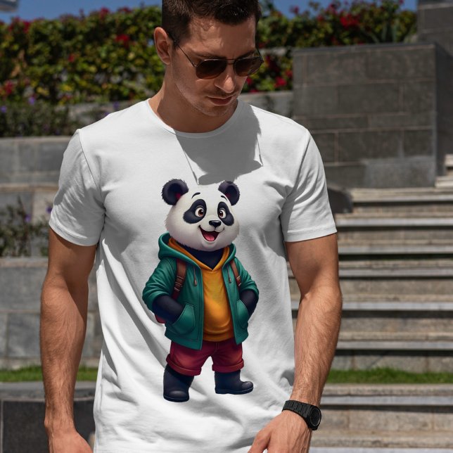 Camiseta Panda animada - Pronta para aventura (Criador carregado)