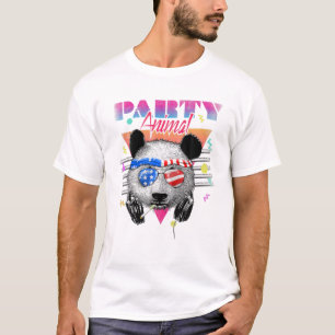 Camiseta Panda Animal Clássica Do Anos 80 Em Óculos De So