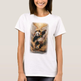 Camiseta Panda Anjo jogando Futebol no Céu em um