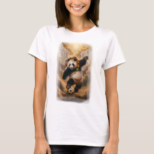 Camiseta Panda Anjo jogando Futebol no Céu em um