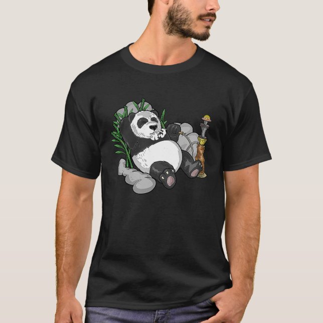 Camiseta Panda árabe Pipe Água Nargileh Shisha Panda Bear (Frente)