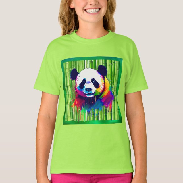 Camiseta panda arco-íris 2 (Frente)