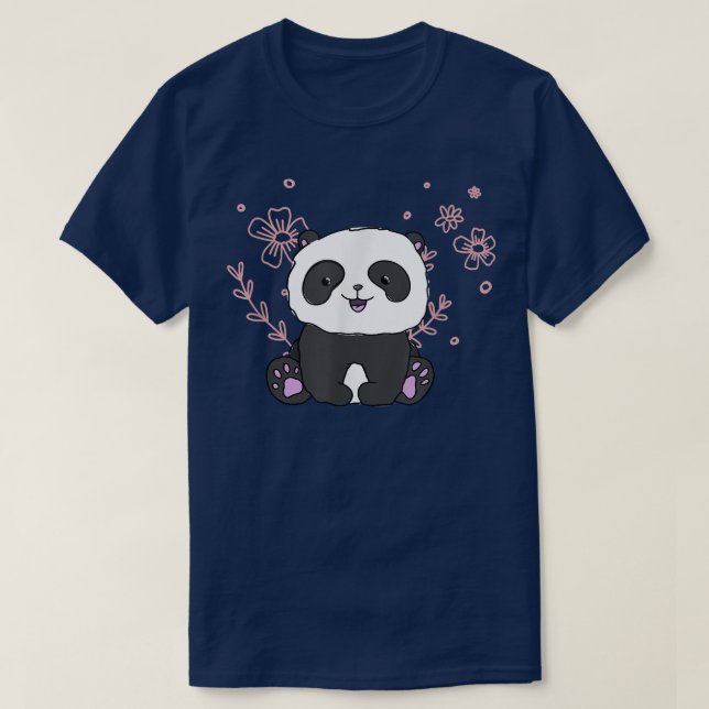 Camiseta Panda Bear and Japanese Sakura Cherry Blossom T-Sh (Frente do Design)