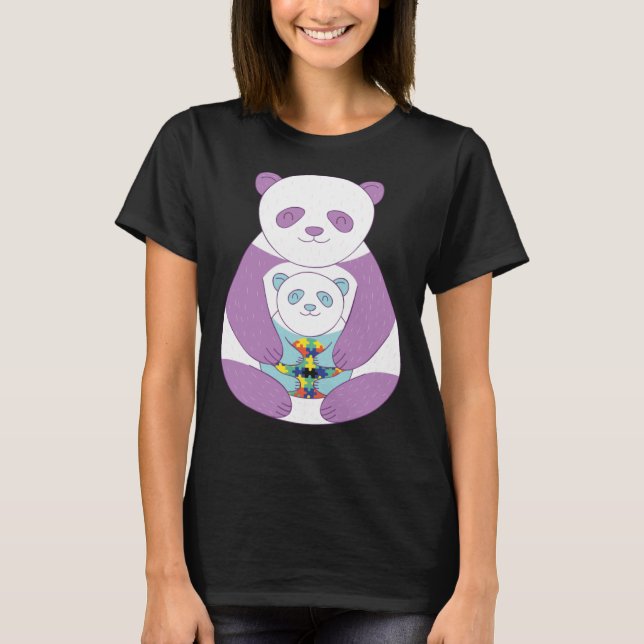 Camiseta Panda bear Autism Awareness Puzzle pieces symbol A (Frente)