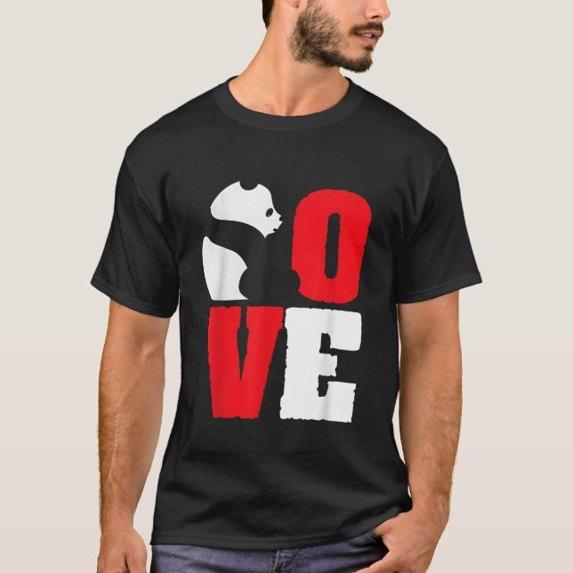 Camiseta Panda Bear Black E White Panda Love (Frente)