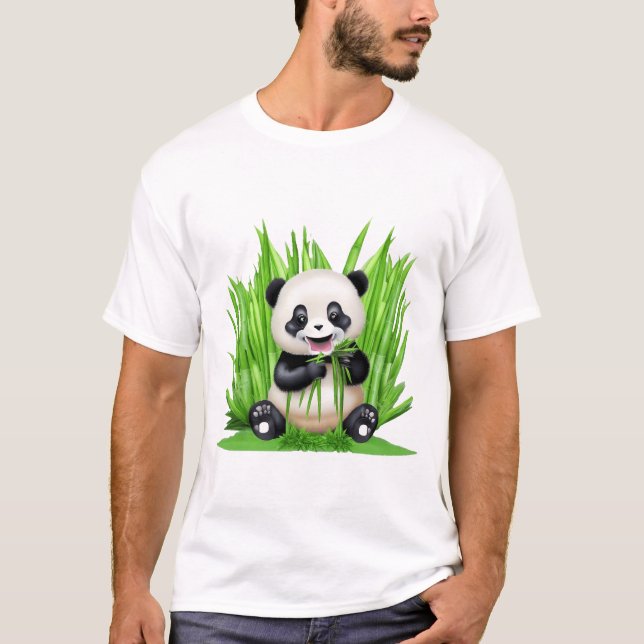 Camiseta Panda Bear comendo bambu (Frente)