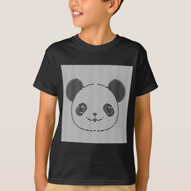Camiseta Panda Bear Face On Wave Patterno (Frente)
