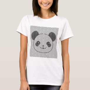 Camiseta Panda Bear Face On Wave Patterno