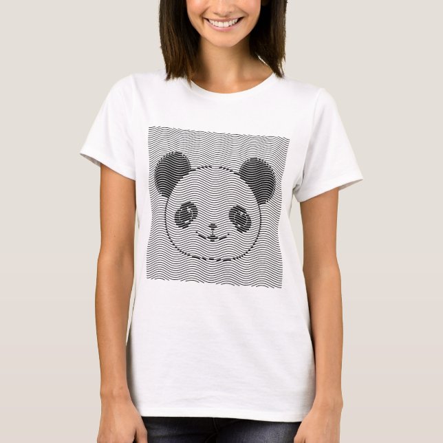 Camiseta Panda Bear Face On Wave Patterno (Frente)