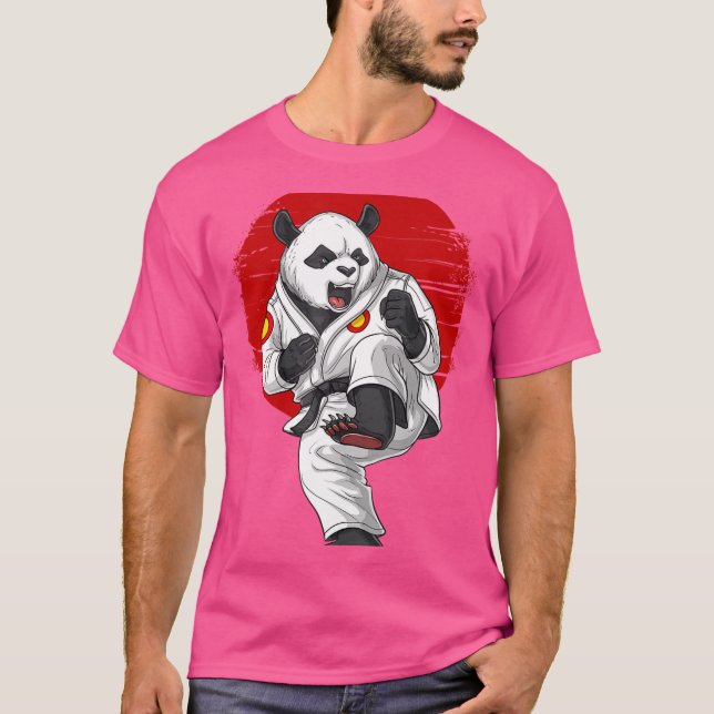 Camiseta Panda Bear Karate Kickboxing Kung Fu Taekwondo Mar (Frente)