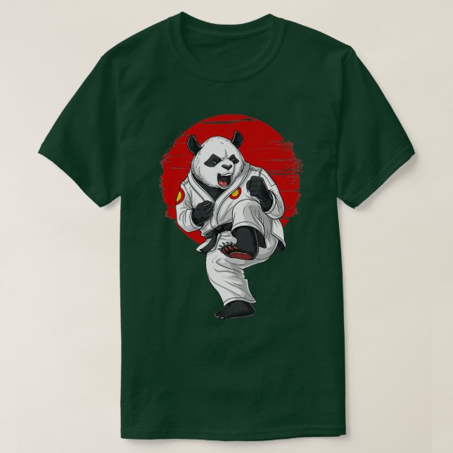 Camiseta Panda Bear Karate Kickboxing Kung Fu Taekwondo Mar (Frente do Design)