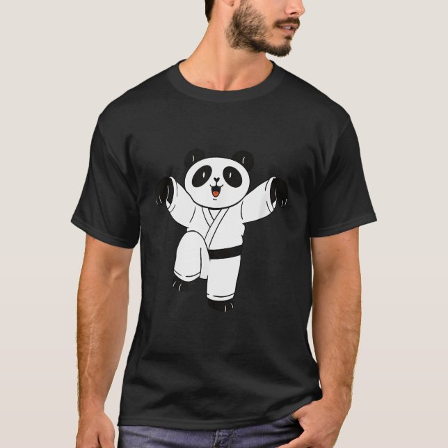 Camiseta Panda Bear Karate Motif Para Crianças (Frente)