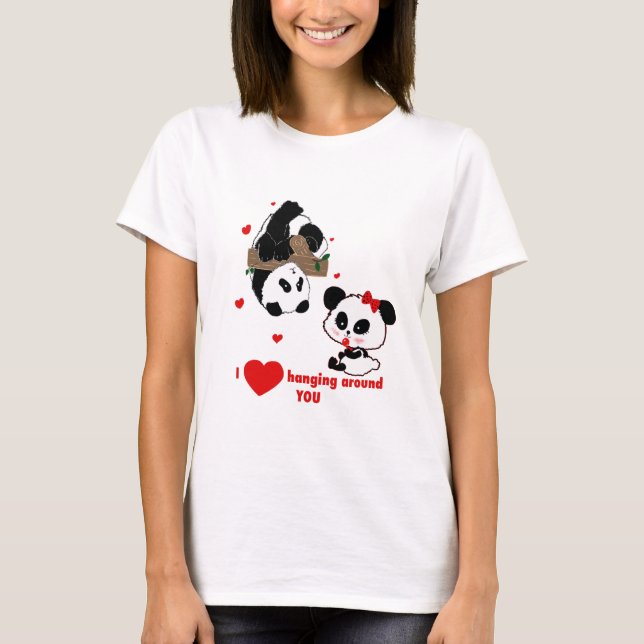 Camiseta Panda Bear Love Casal - Homem para Mulher Ideia de (Frente)