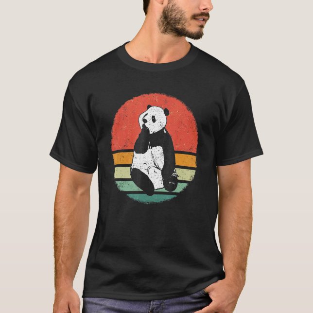 Camiseta Panda Bear Pandas Animal Retro Sunset (Frente)