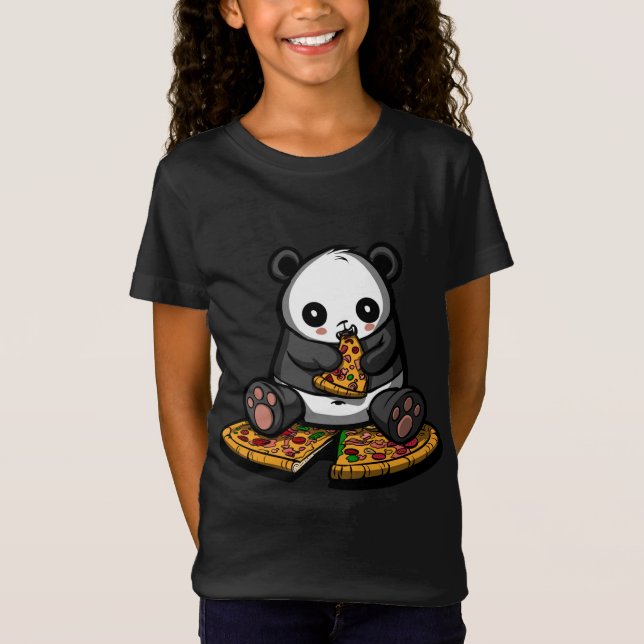 Camiseta Panda Bear Pizza Sobrevivendo Crianças Engraçadas  (Frente)