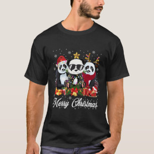 Camiseta Panda Bear Reindeers Luzes Pajama