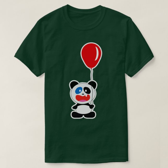 Camiseta Panda Bear Segure Balão Vermelho 2 (Frente do Design)