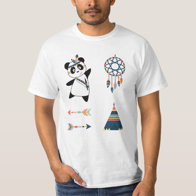 Camiseta Panda Bear Sticker Set Teepee (Frente)
