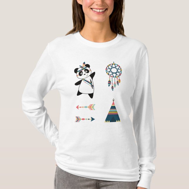 Camiseta Panda Bear Sticker Set Teepee (Frente)