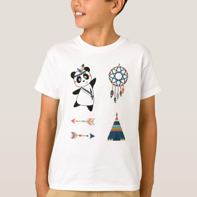 Camiseta Panda Bear Sticker Set Teepee (Frente)