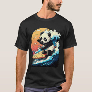 Camiseta Panda Bear surfando a onda do excelente de Kanagaw
