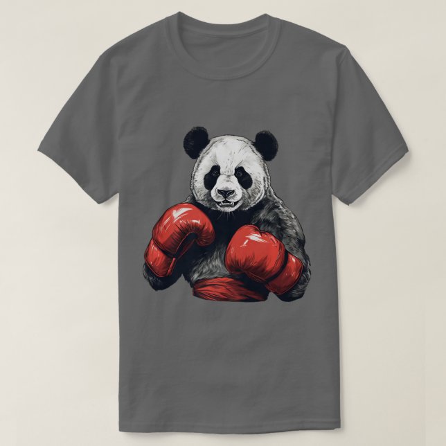 Camiseta Panda Bear Vestindo Luvas Boxando Engraçadas Pré (Frente do Design)