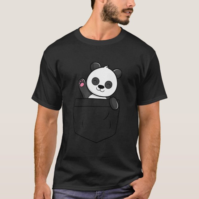Camiseta Panda Bear Waving In A Pocket Pocket Panda Bear (Frente)