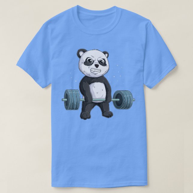 Camiseta Panda Bear Wear Levantando Engraçados Homens Fitne (Frente do Design)