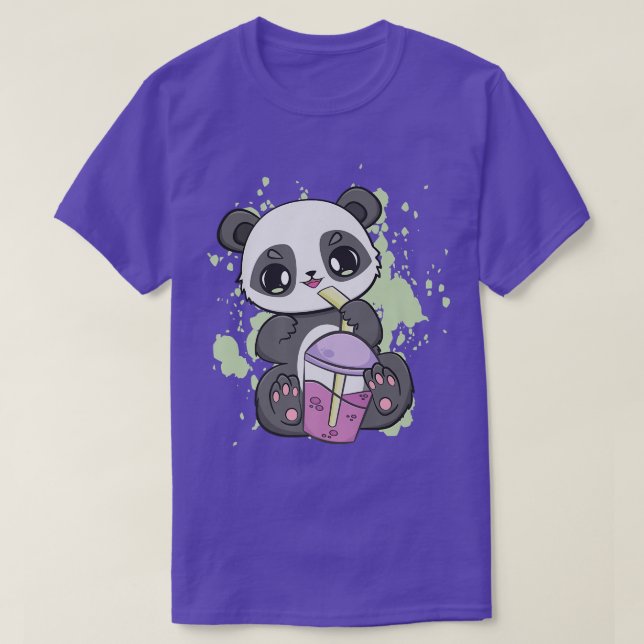 Camiseta Panda Bebendo Boba Para Borracha Tea Milk Kawaii B (Frente do Design)