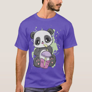 Camiseta Panda Bebendo Boba Para Borracha Tea Milk Kawaii B