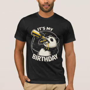 Camiseta Panda Bebendo Cerveja de Aniversário