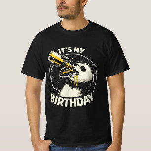 Camiseta Panda Bebendo Cerveja de Aniversário