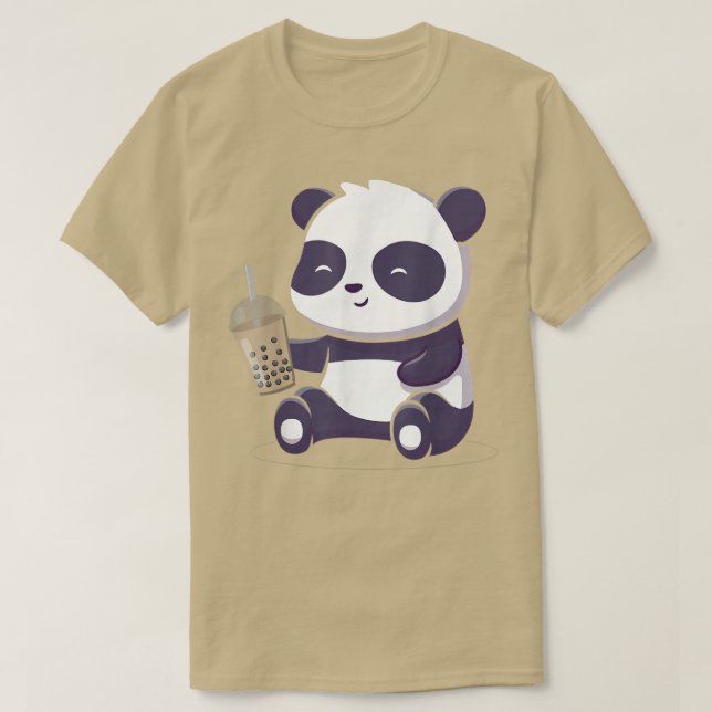 Camiseta Panda Boba Bubble Tea Anime Kawaii Japonês Otaku (Frente do Design)