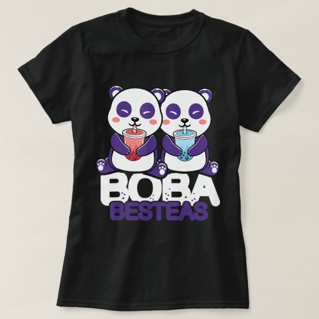 Camiseta Panda Boba Bubble Tea Anime Kawaii Neko Girls (Frente do Design)
