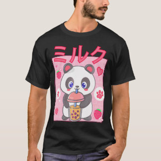 Camiseta Panda Boba Tea Bubble Tea Anime Kawaii Strawberry