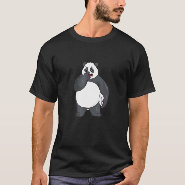 Camiseta Panda bocejando sonolento surpreso preocupado cans (Frente)