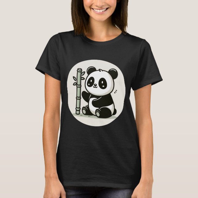 Camiseta Panda Bonita Com Bambu (Frente)