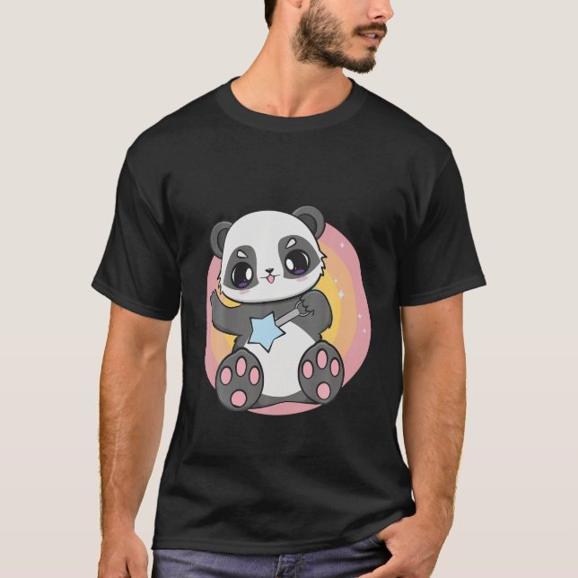 Camiseta Panda Bonita Com Brinquedo De Bebê Rattle Kawaii B (Frente)