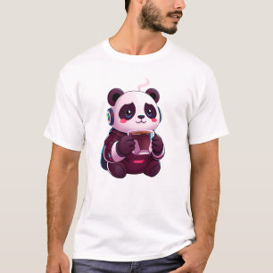 Camiseta Panda bonita com café