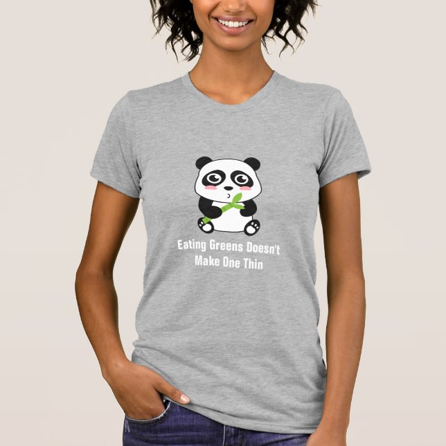 Camiseta Panda bonita comendo fotos de bambu com texto engr (Frente)