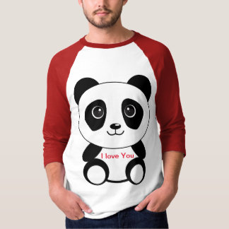 Camiseta Panda bonita diz que te amo. Sentado.