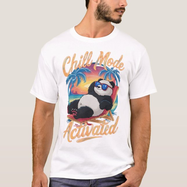 Camiseta Panda bonita no modo chill Verão (Frente)