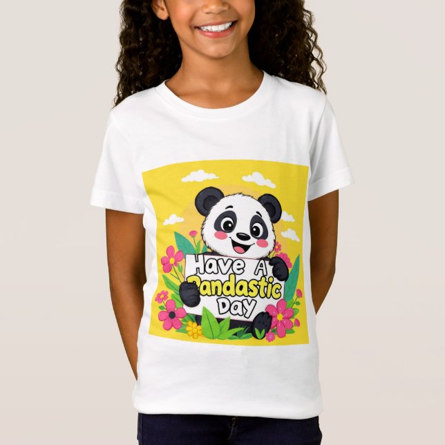 Camiseta Panda Bonita "Tenha Um Dia Pandástico" (Frente)