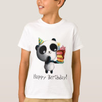 Panda bonito do aniversário com bolo