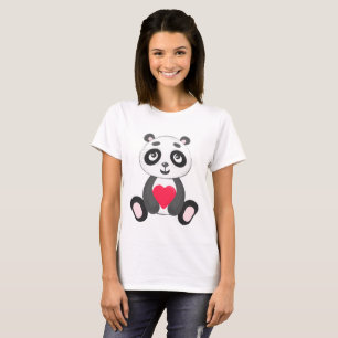 Camiseta Panda bonito do bebê que guardara um coração