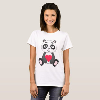 Camiseta Panda bonito do bebê que guardara um coração