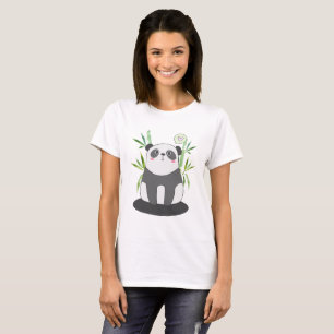Camiseta Panda branca e negra em bambu