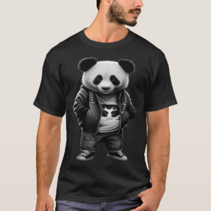 Camiseta Panda branca e preta com legal e fofo delicioso